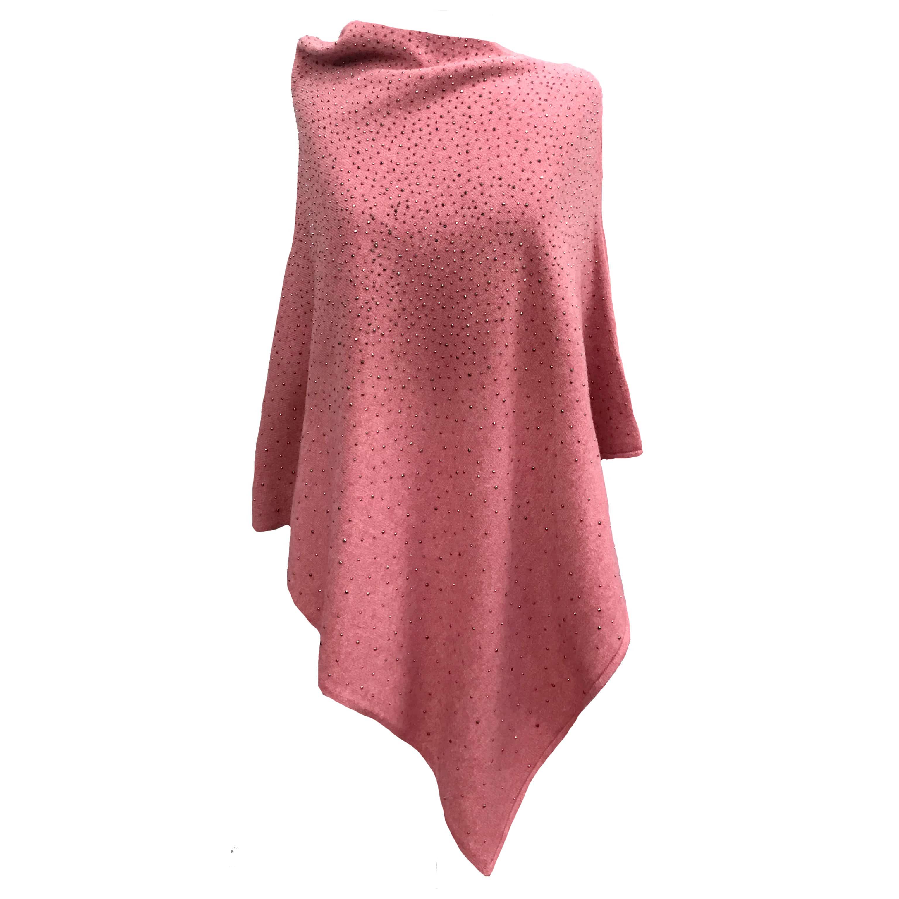 Poncho With Embellishments - Dusty Rose - Poncho - La Fiorentina B40