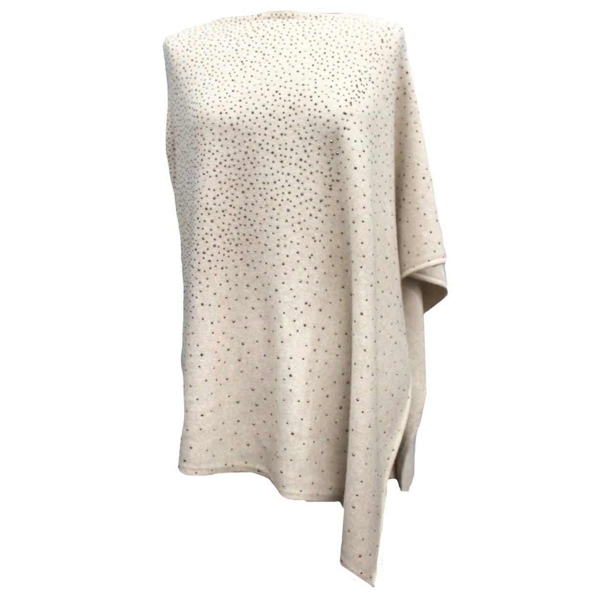 Poncho With Embellishments - Ivory - Poncho - La Fiorentina B40