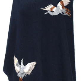 Poncho With Embroidered Phoenix - Poncho - La Fiorentina,Navy B40-Phoenix-3