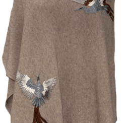 Poncho With Embroidered Phoenix - Poncho - La Fiorentina,Oatmeal B40-Phoenix-4