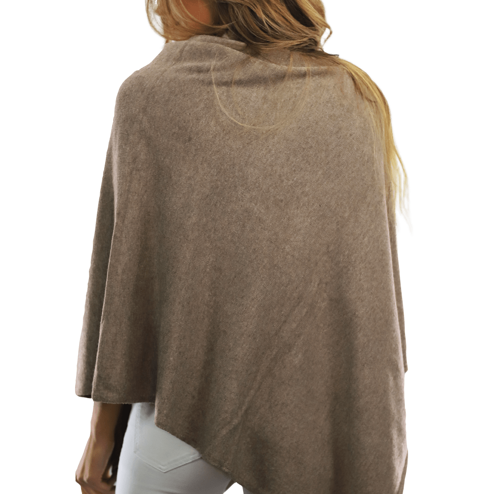 Poncho with Embroidered Phoenix - Camel Red - Poncho - La Fiorentina B40-Phoenix_CamelRed