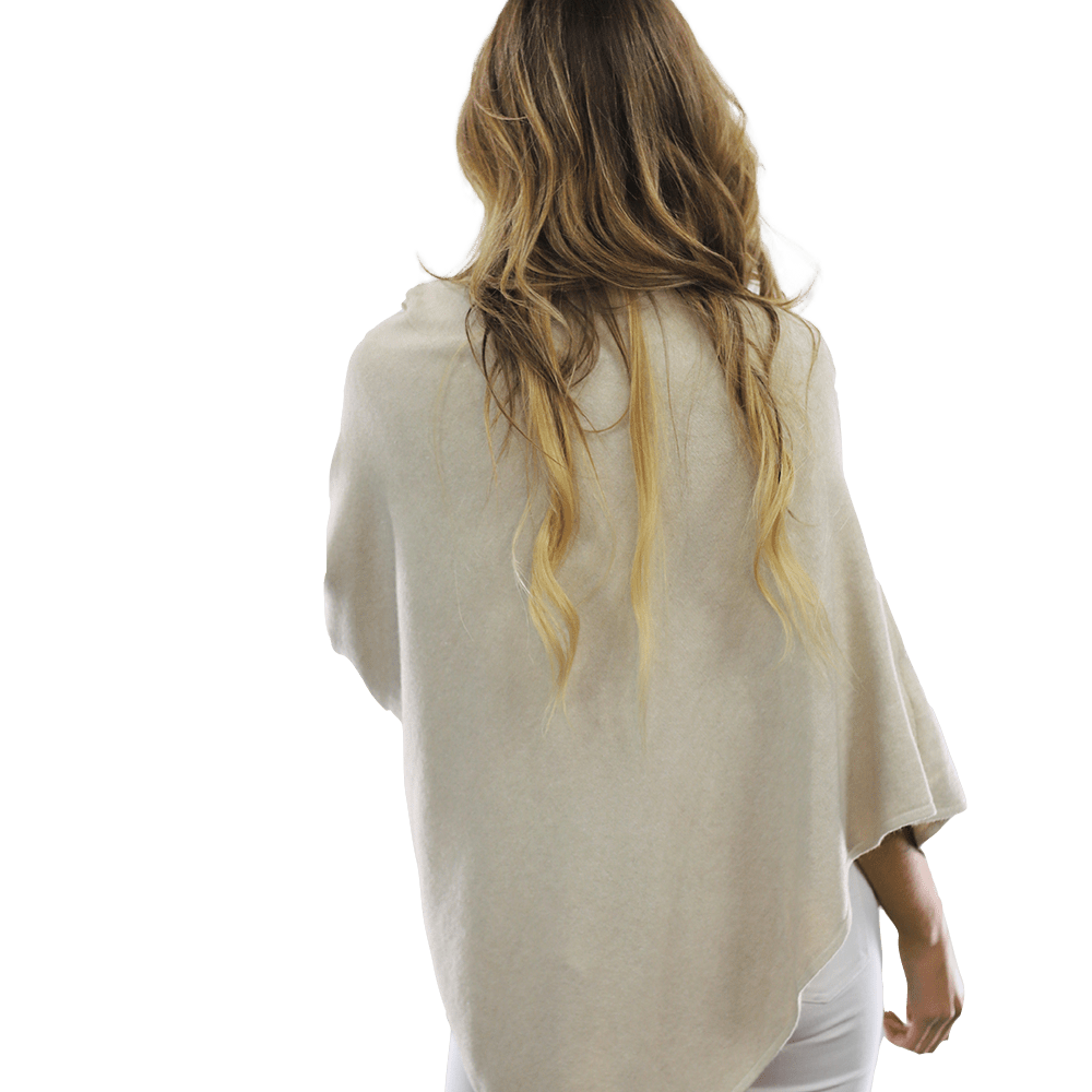 Poncho with Embroidered Phoenix   - Ivory - Poncho - La Fiorentina B40-PHOENIX