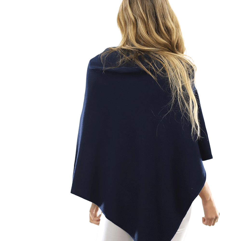 Poncho with Embroidered Phoenix - Navy - Poncho - La Fiorentina B40-Phoenix