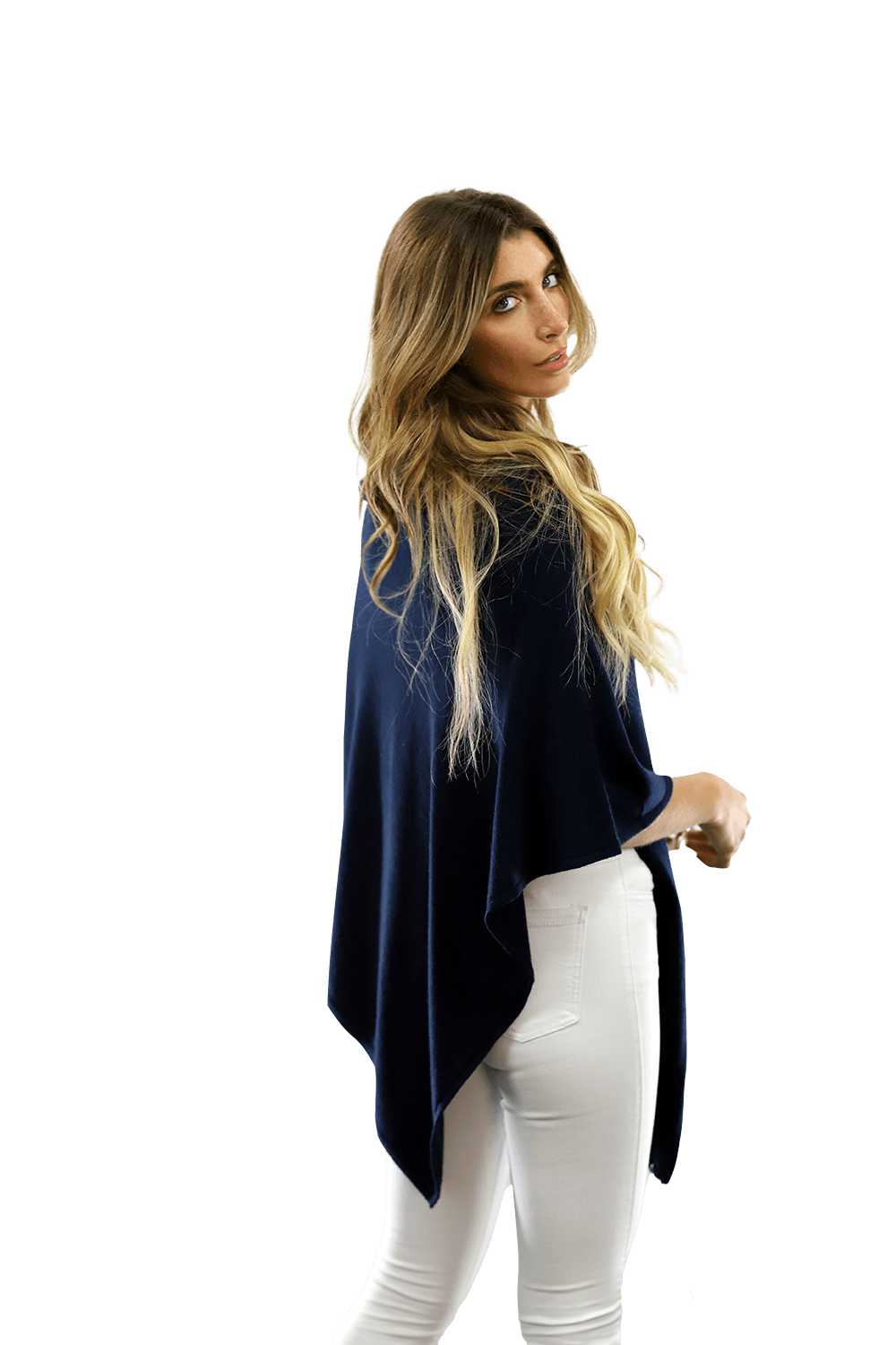 Poncho with Embroidered Phoenix - Navy - Poncho - La Fiorentina B40-Phoenix