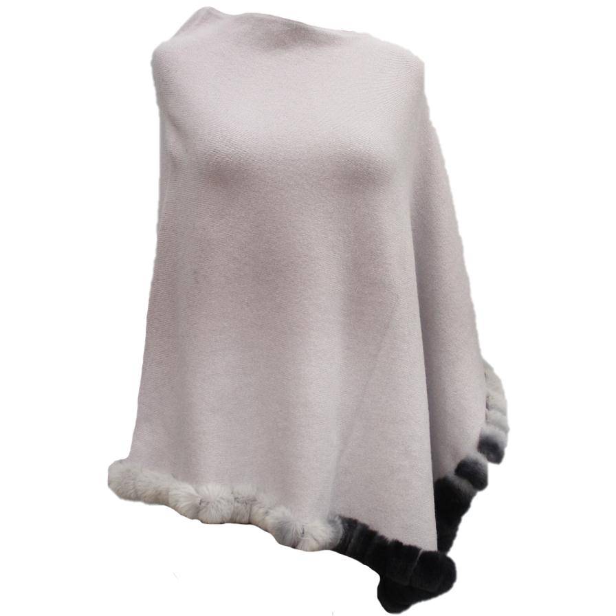 Poncho with Ombre Fur Trim -  - La Fiorentina B40-RF-Ombre
