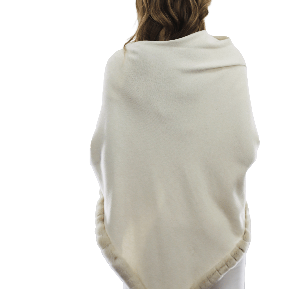 Poncho with Rex Rabbit Trim - Ivory - Poncho - La Fiorentina B40-RF