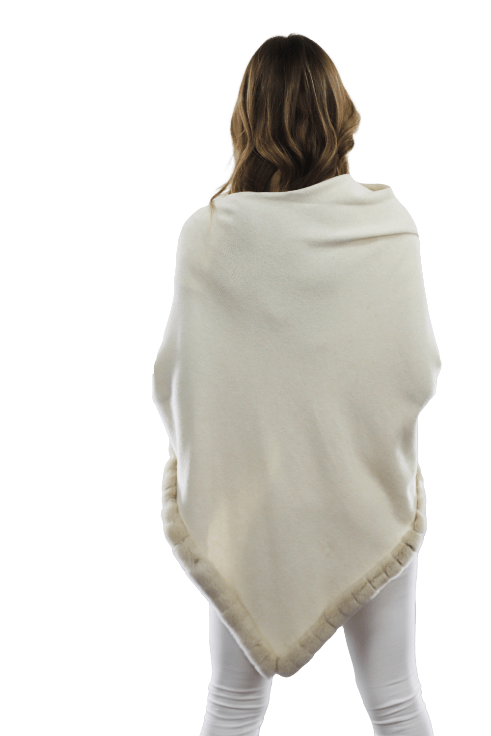 Poncho with Rex Rabbit Trim - Ivory - Poncho - La Fiorentina B40-RF