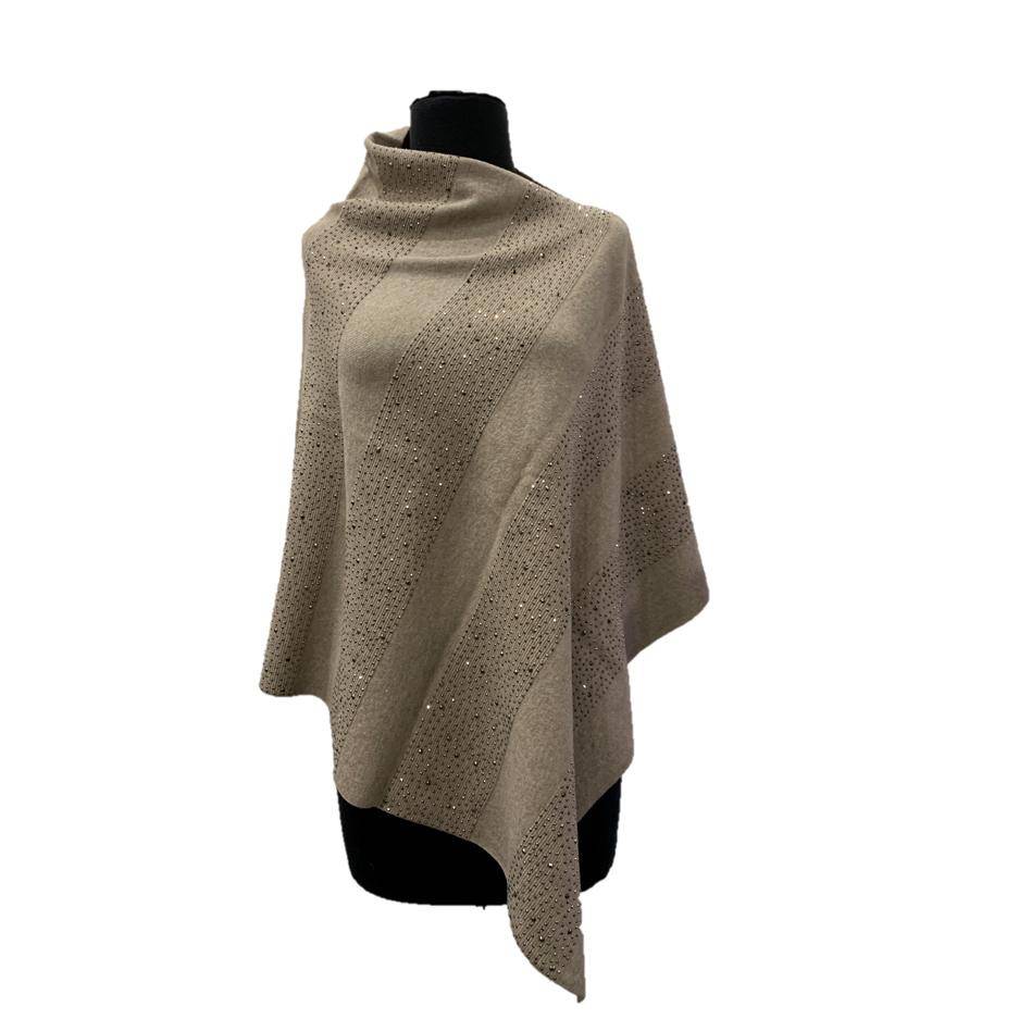 Poncho with Stripe Embellishment - Poncho - La Fiorentina BE1912 -1
