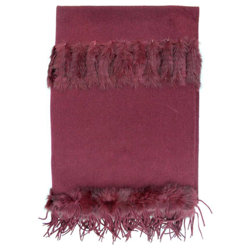 Rabbit Fur Fringe Trim Wrap - Burgandy - Wrap - La Fiorentina RIW