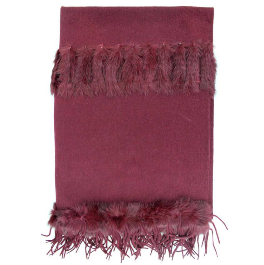 Rabbit Fur Fringe Trim Wrap - Burgandy - Wrap - La Fiorentina RIW