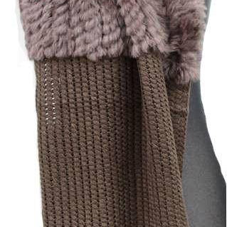 Rabbit Fur Knit Muffler - Brown - Fur Muffler - La Fiorentina SH-9125J