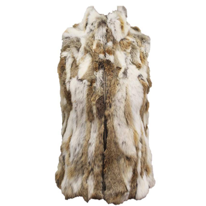 Rabbit Fur Vest- Natural - Fur Vest - La Fiorentina FLO39