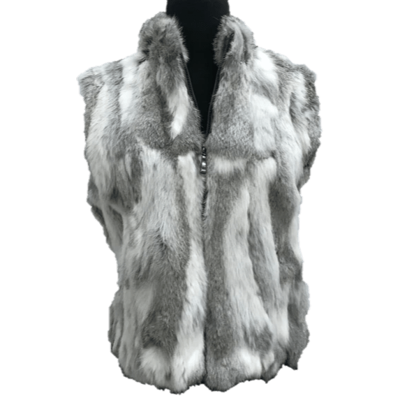 Rabbit Fur Vest- Natural Grey - Fur Vest - La Fiorentina FLO39