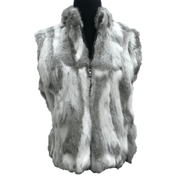 Rabbit Fur Vest- Natural Grey