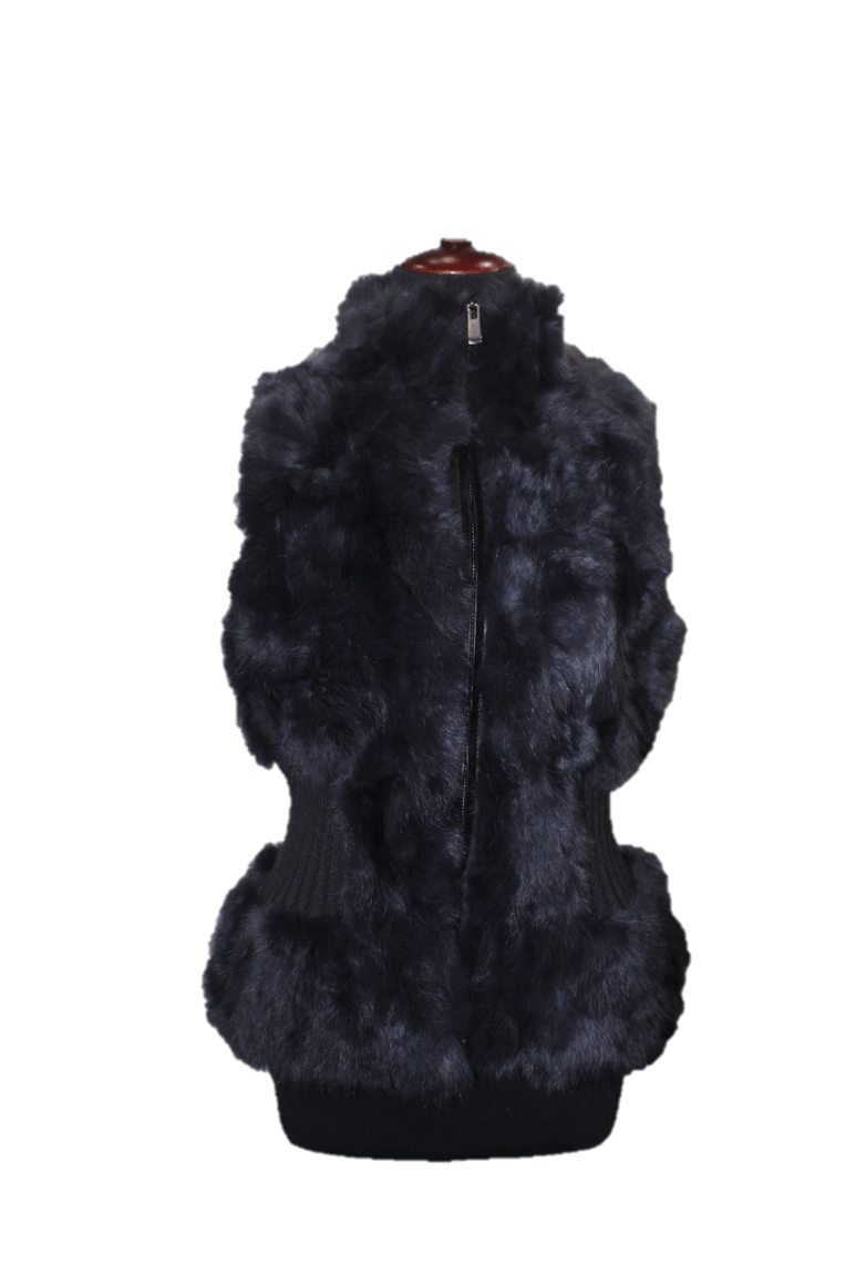 Rabbit Fur Vest - Fur Vest - La Fiorentina,Navy RB16
