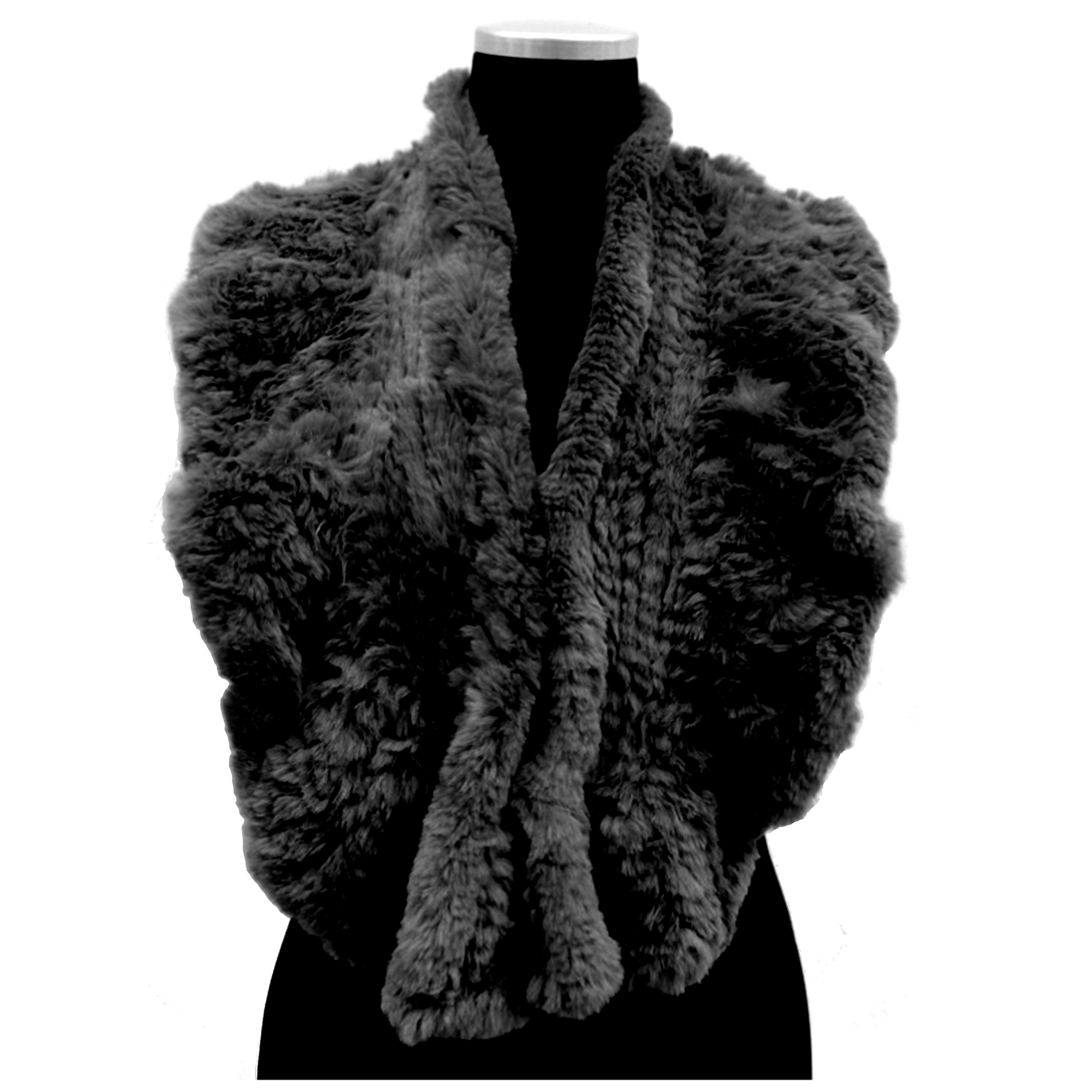 Rabbit Slip through Muffler-Black - Fur Muffler - La Fiorentina TYA-1107R