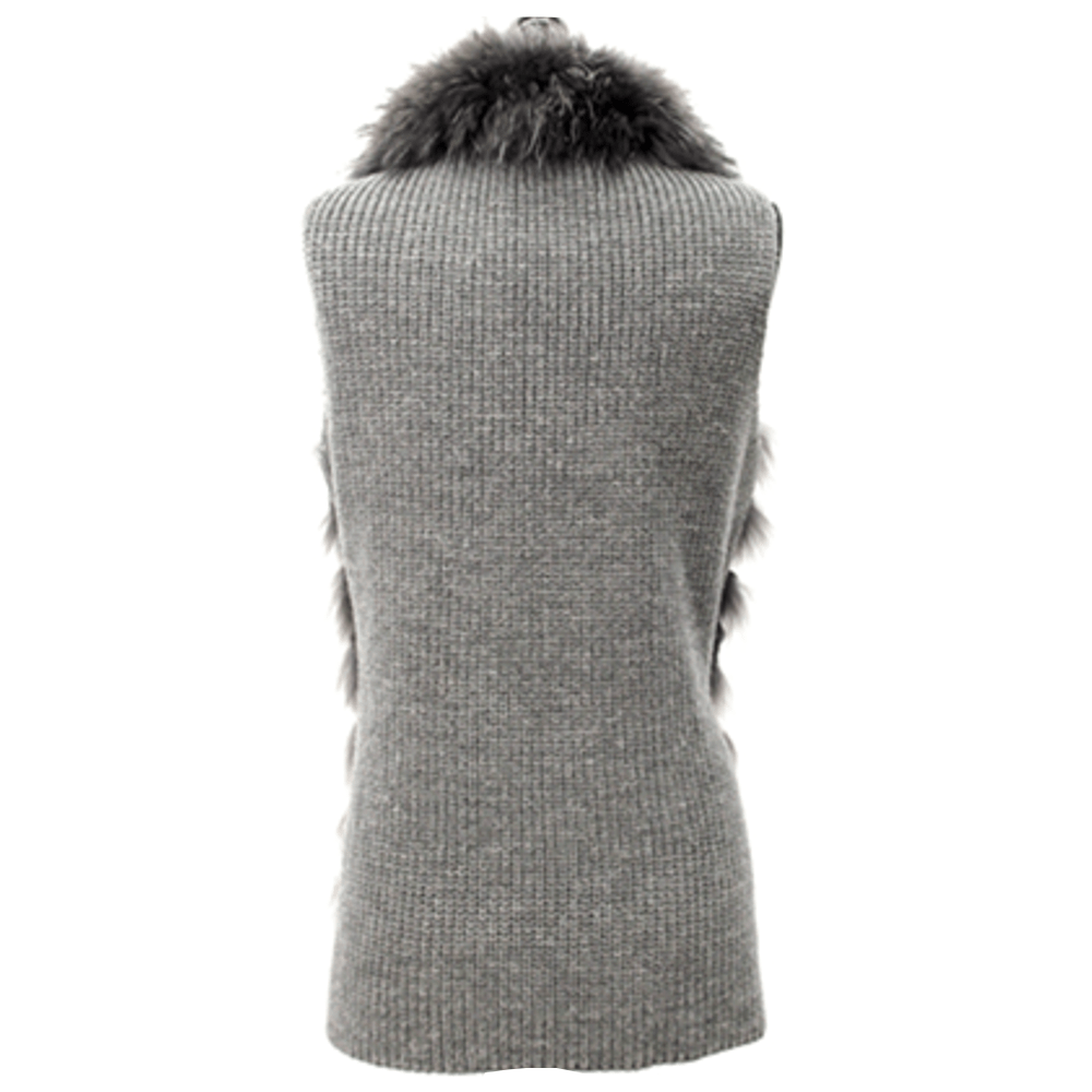 Raccoon & Rabbit Front Vest - Grey - Fur Vest - La Fiorentina 152156_Grey
