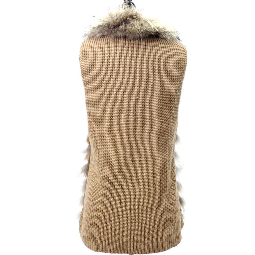 Raccoon & Rabbit Front Vest - Natural - Fur Vest - La Fiorentina 152156_Natural