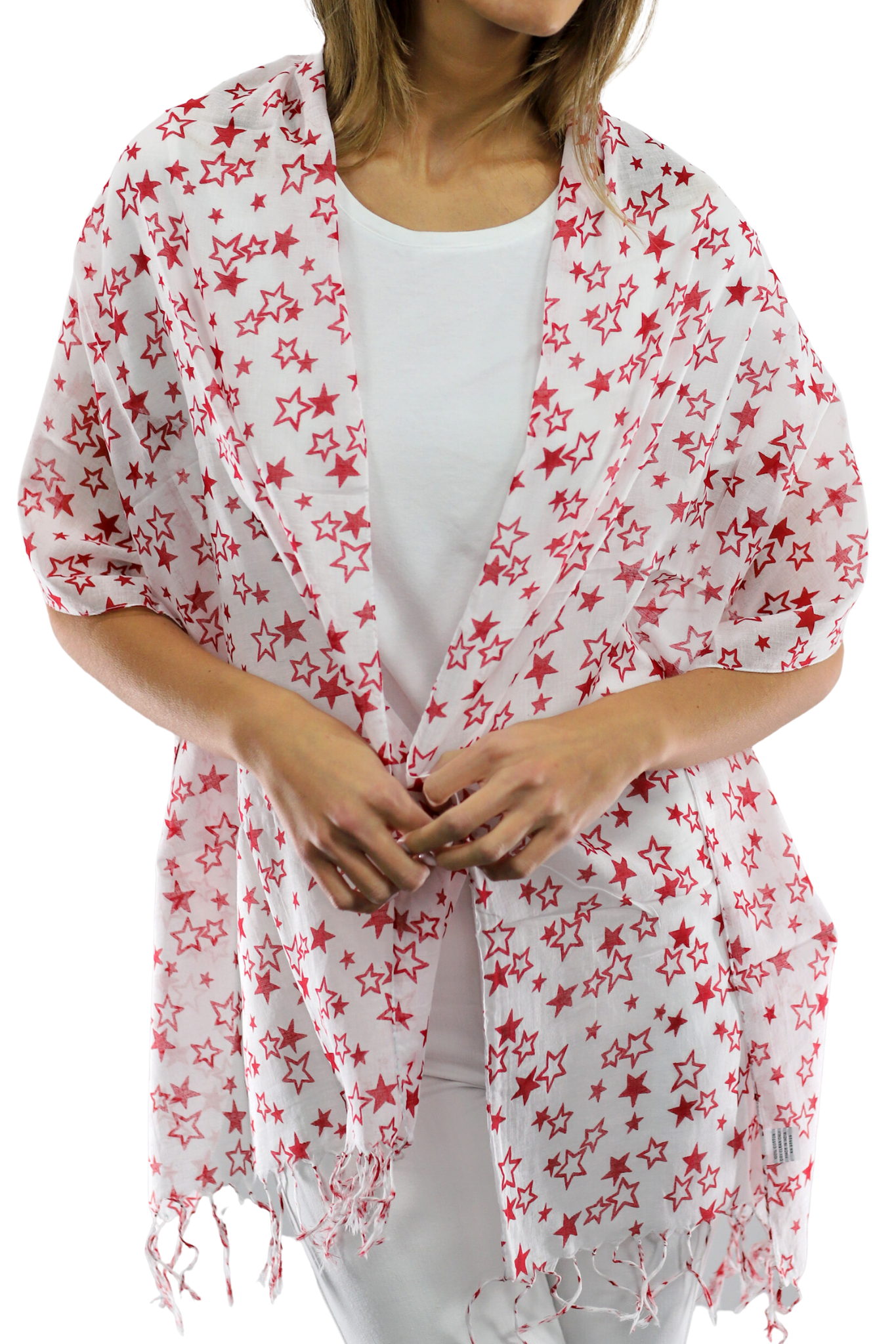 Star Print Scarf - Red - Scarf - La Fiorentina SCF-026