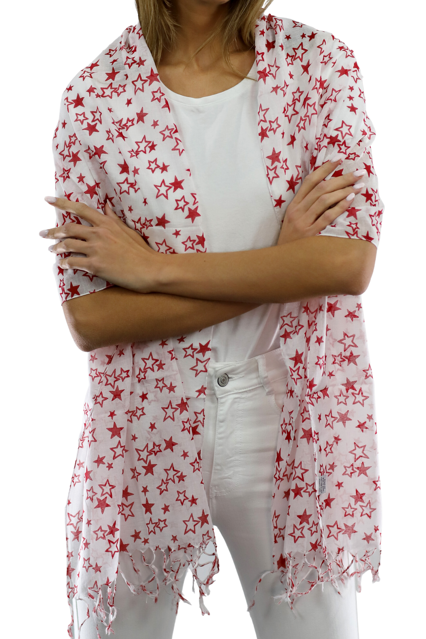 Star Print Scarf - Red - Scarf - La Fiorentina SCF-026