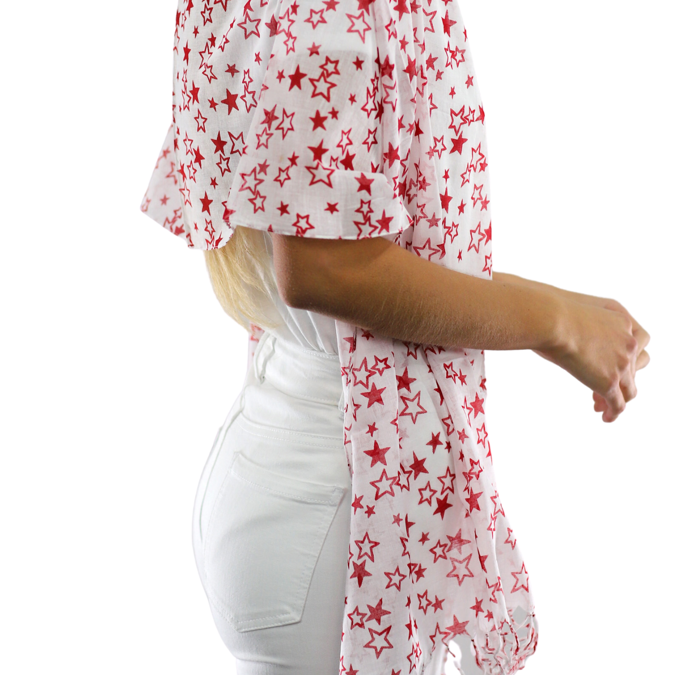 Star Print Scarf - Red - Scarf - La Fiorentina SCF-026