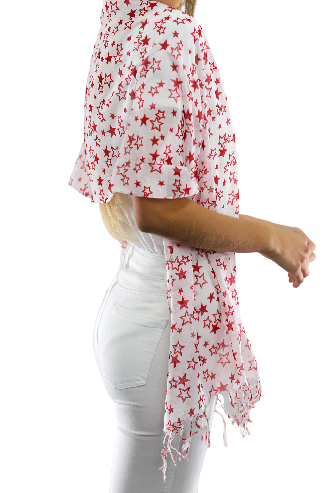 Star Print Scarf - Red - Scarf - La Fiorentina SCF-026