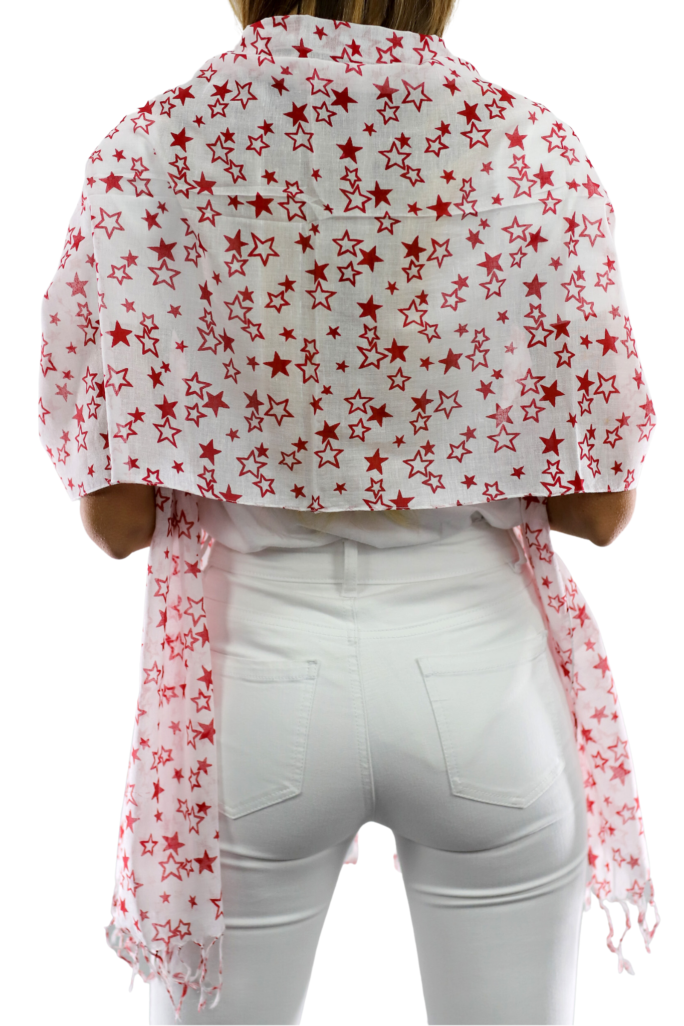 Star Print Scarf - Red - Scarf - La Fiorentina SCF-026