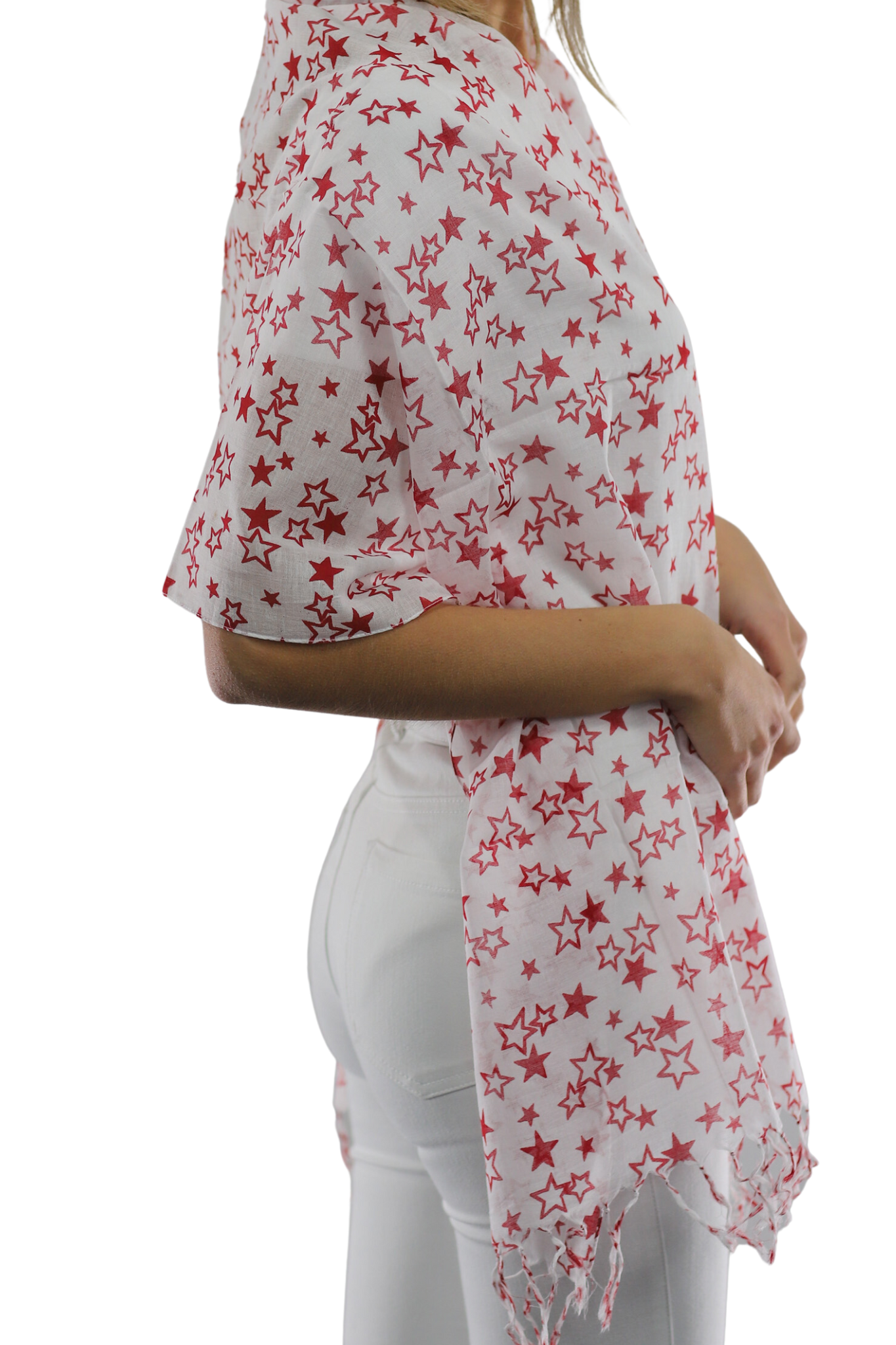 Star Print Scarf - Red - Scarf - La Fiorentina SCF-026