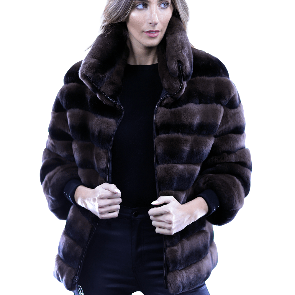 Reversible Rex Rabbit Coat -Brown - Coat - La Fiorentina CH901_BROWN