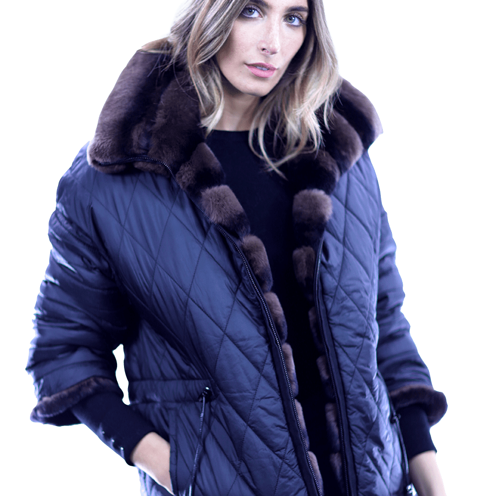 Reversible Rex Rabbit Coat -Brown - Coat - La Fiorentina CH901_BROWN