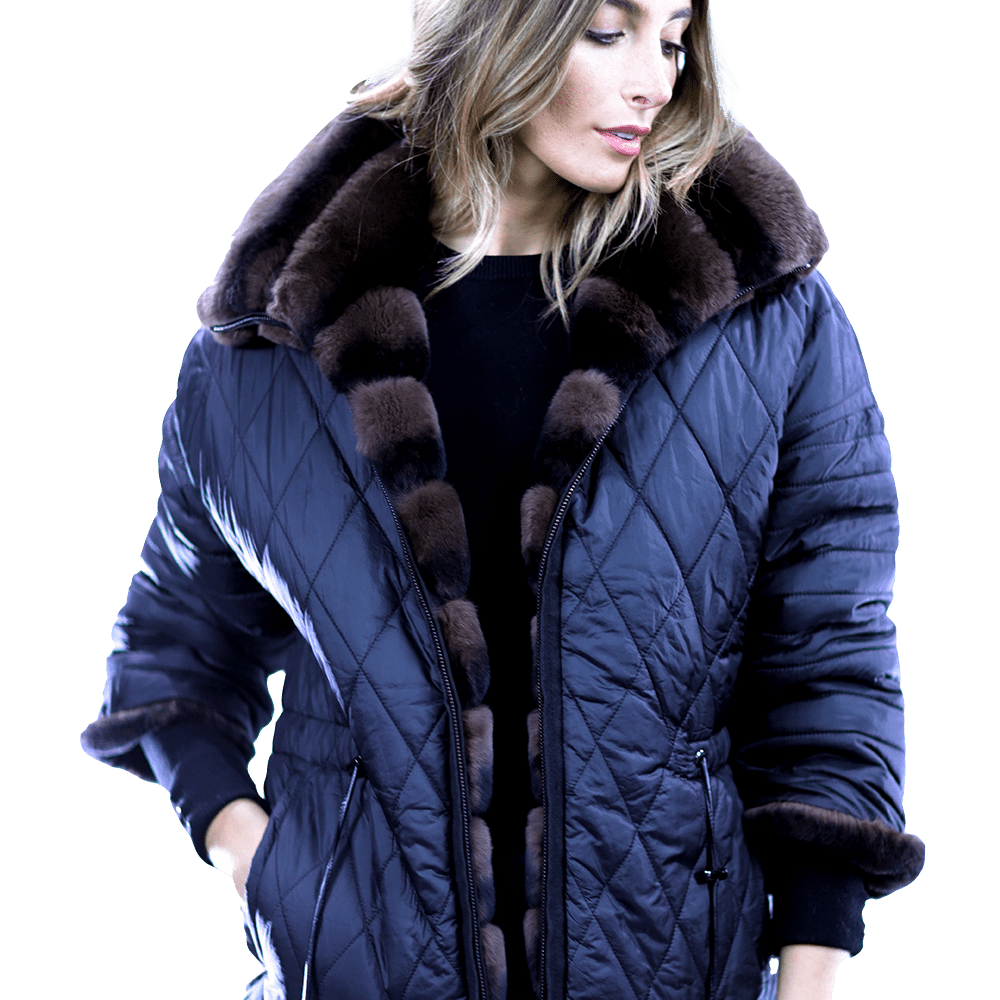 Reversible Rex Rabbit Coat -Brown - Coat - La Fiorentina CH901_BROWN