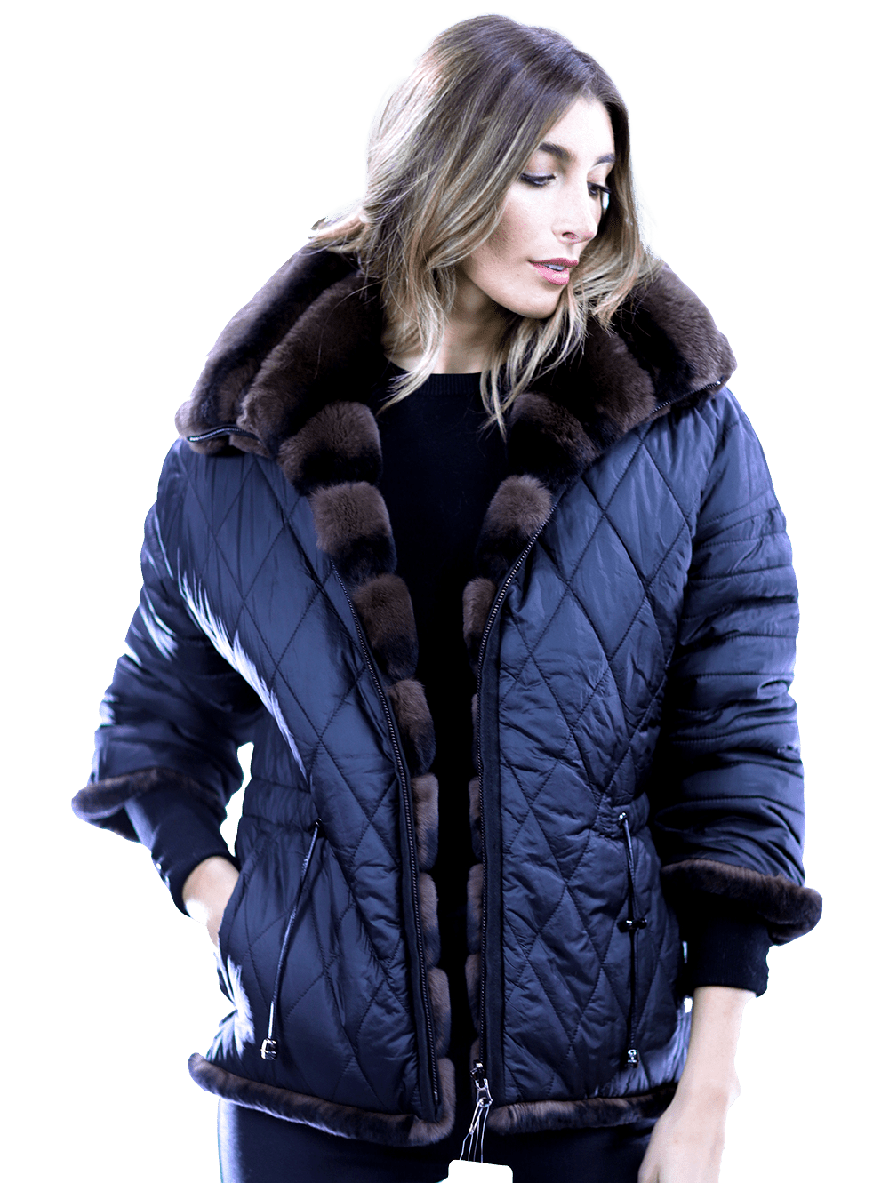 Reversible Rex Rabbit Coat -Brown - Coat - La Fiorentina CH901_BROWN