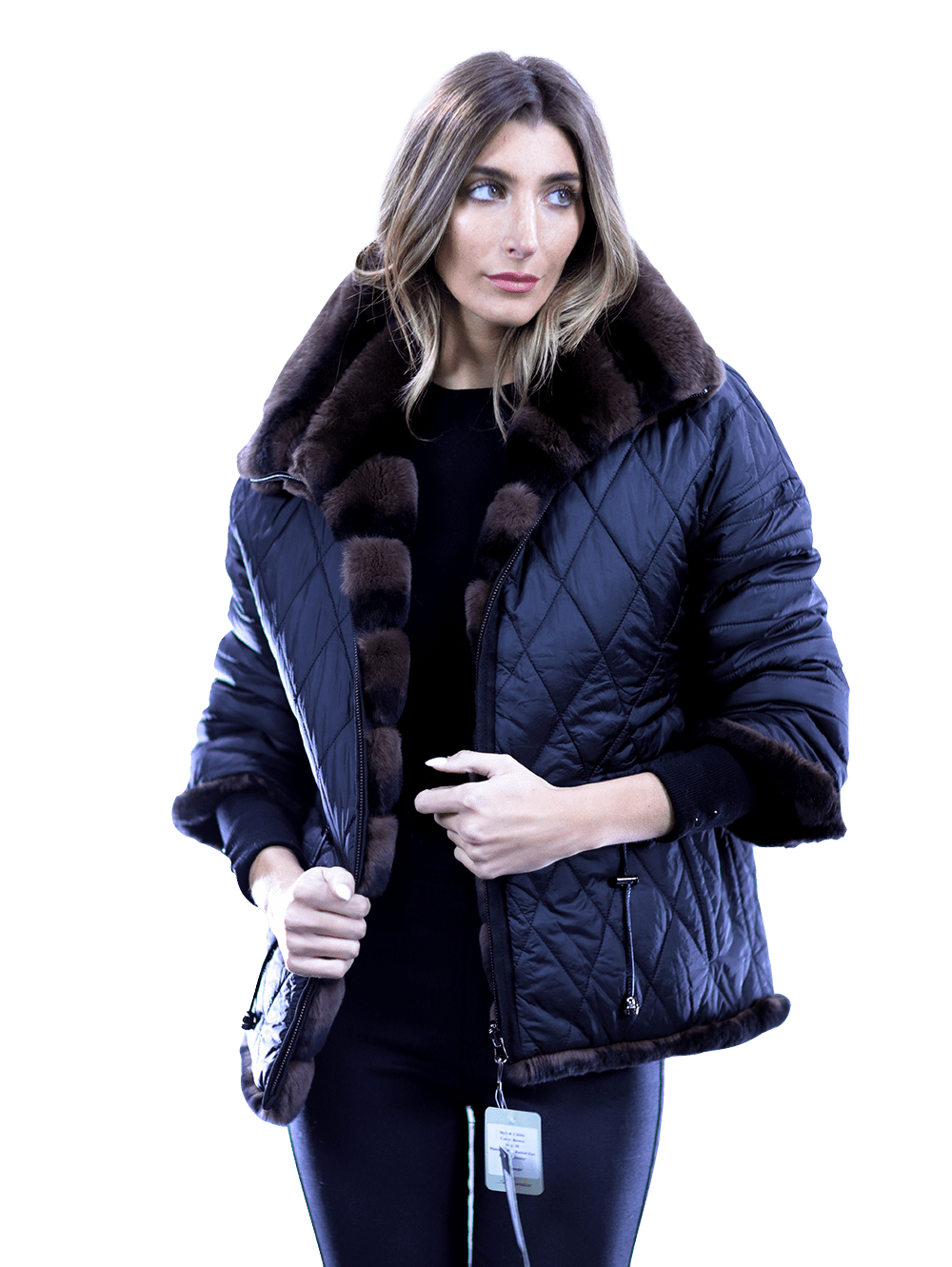 Reversible Rex Rabbit Coat -Brown - Coat - La Fiorentina CH901_BROWN