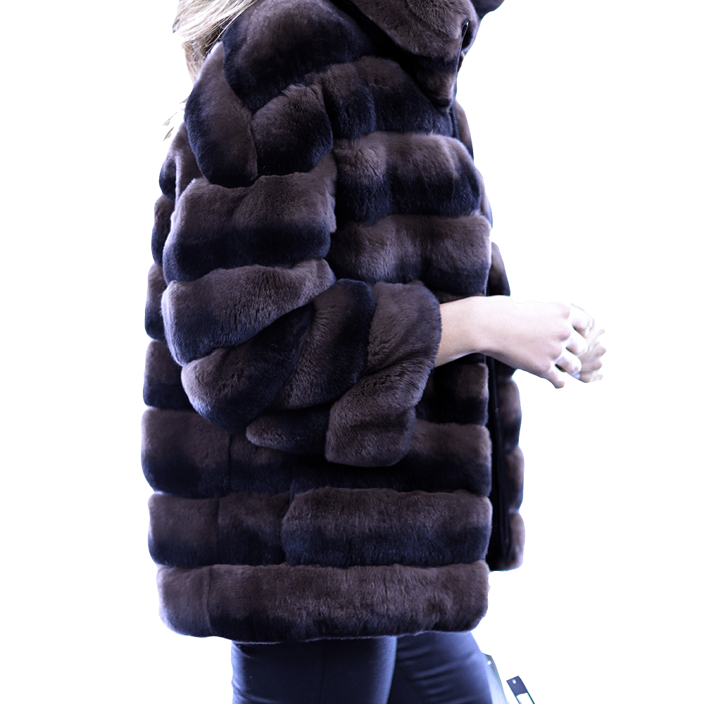 Reversible Rex Rabbit Coat -Brown - Coat - La Fiorentina CH901_BROWN