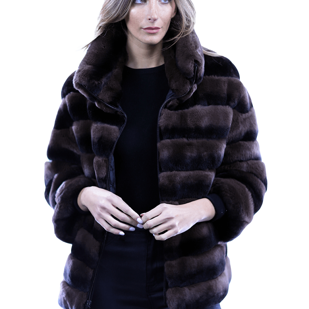 Reversible Rex Rabbit Coat -Brown - Coat - La Fiorentina CH901_BROWN