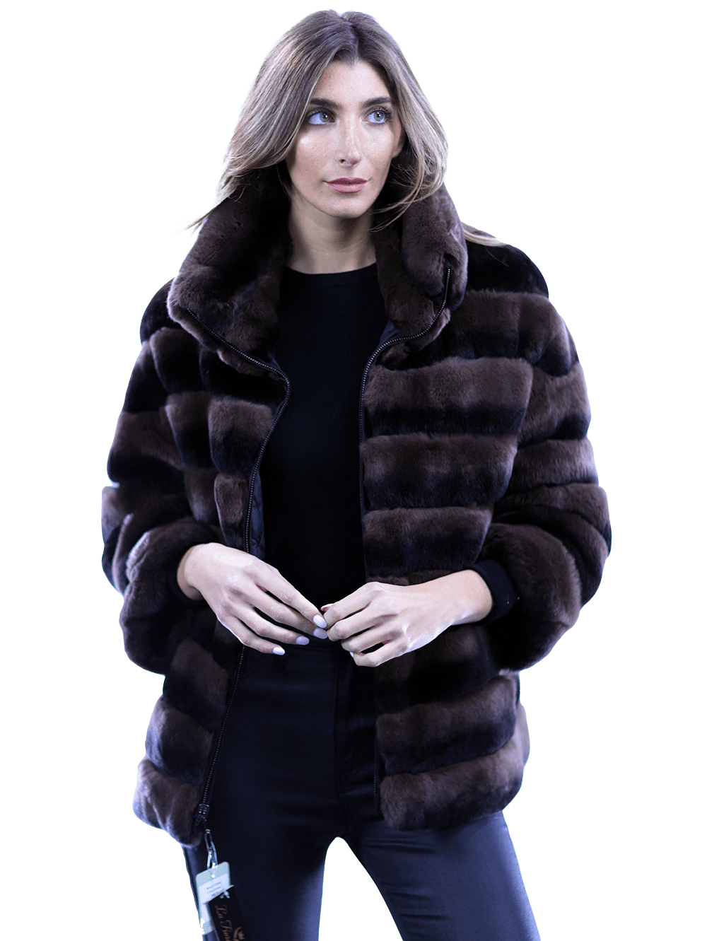 Reversible Rex Rabbit Coat -Brown - Coat - La Fiorentina CH901_BROWN