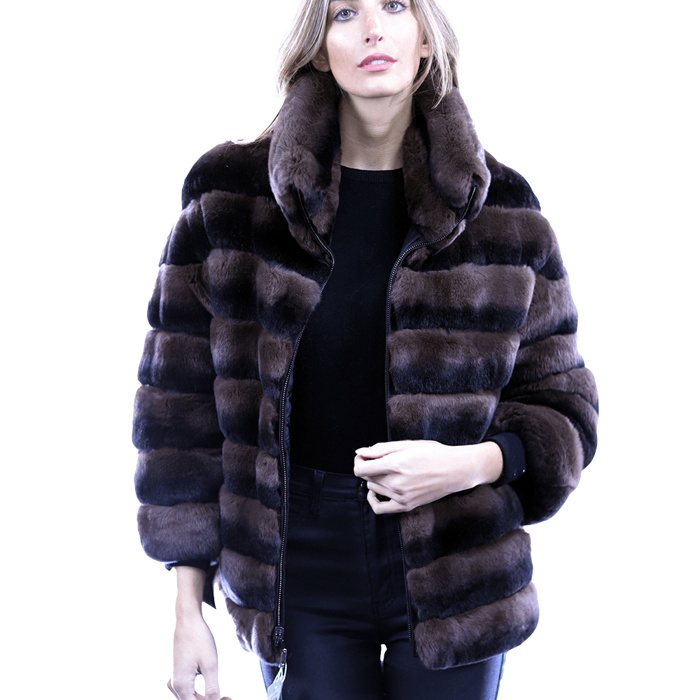 Reversible Rex Rabbit Coat -Brown - Coat - La Fiorentina CH901_BROWN