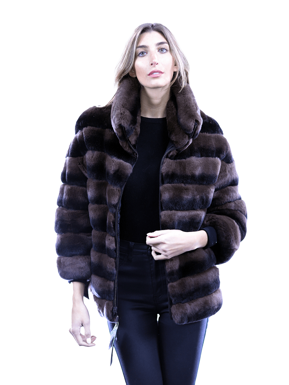 Reversible Rex Rabbit Coat -Brown - Coat - La Fiorentina CH901_BROWN