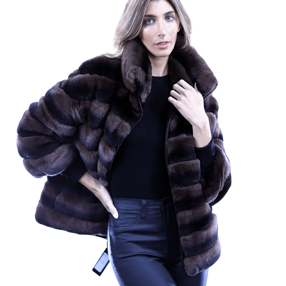 Reversible Rex Rabbit Coat -Brown - Coat - La Fiorentina CH901_BROWN