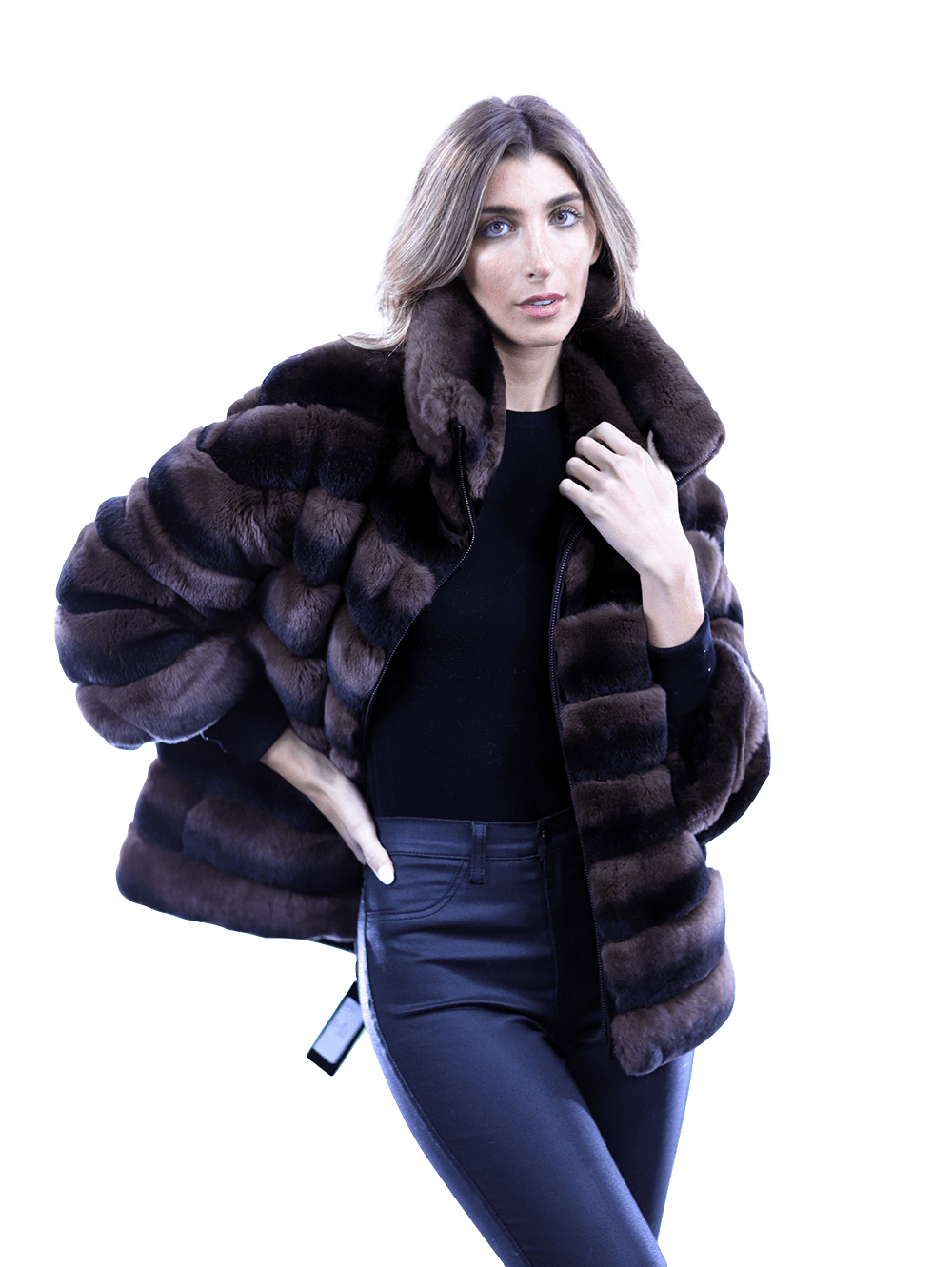 Reversible Rex Rabbit Coat -Brown - Coat - La Fiorentina CH901_BROWN