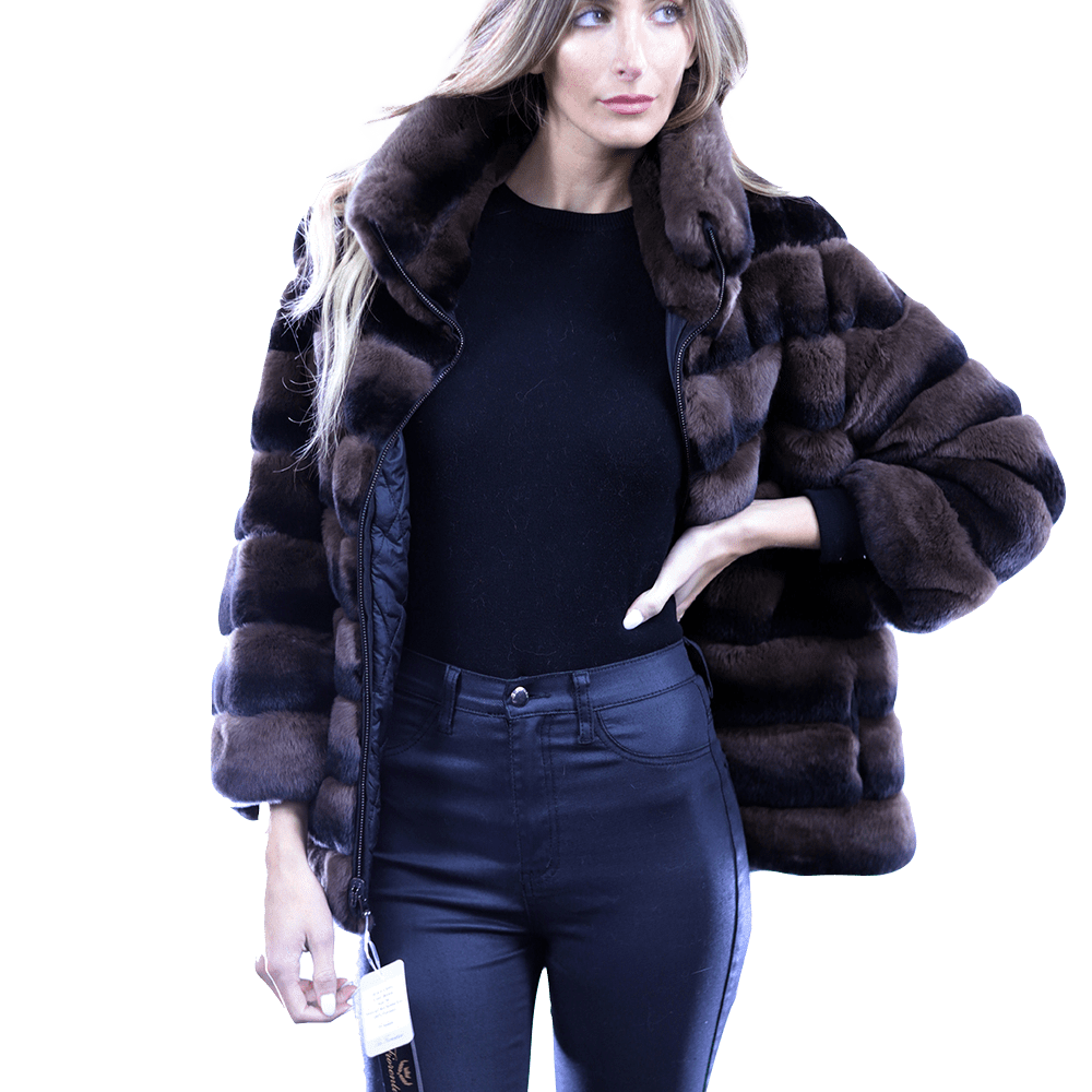 Reversible Rex Rabbit Coat -Brown - Coat - La Fiorentina CH901_BROWN