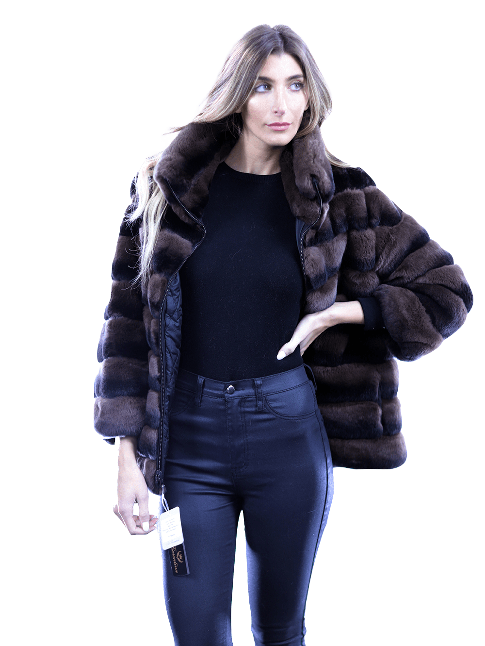 Reversible Rex Rabbit Coat -Brown - Coat - La Fiorentina CH901_BROWN