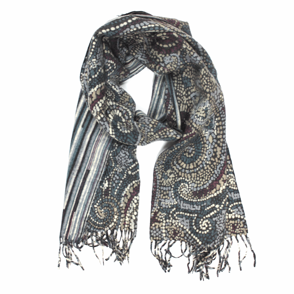 Reversible Wool Muffler - Blue/Purple - Muffler - La Fiorentina 090303_BluePurple