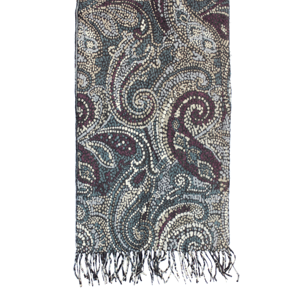 Reversible Wool Muffler - Blue/Purple - Muffler - La Fiorentina 090303_BluePurple