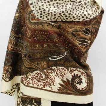 Reversible Wool Wrap-Brown - Wrap - La Fiorentina WRP-08_Brown