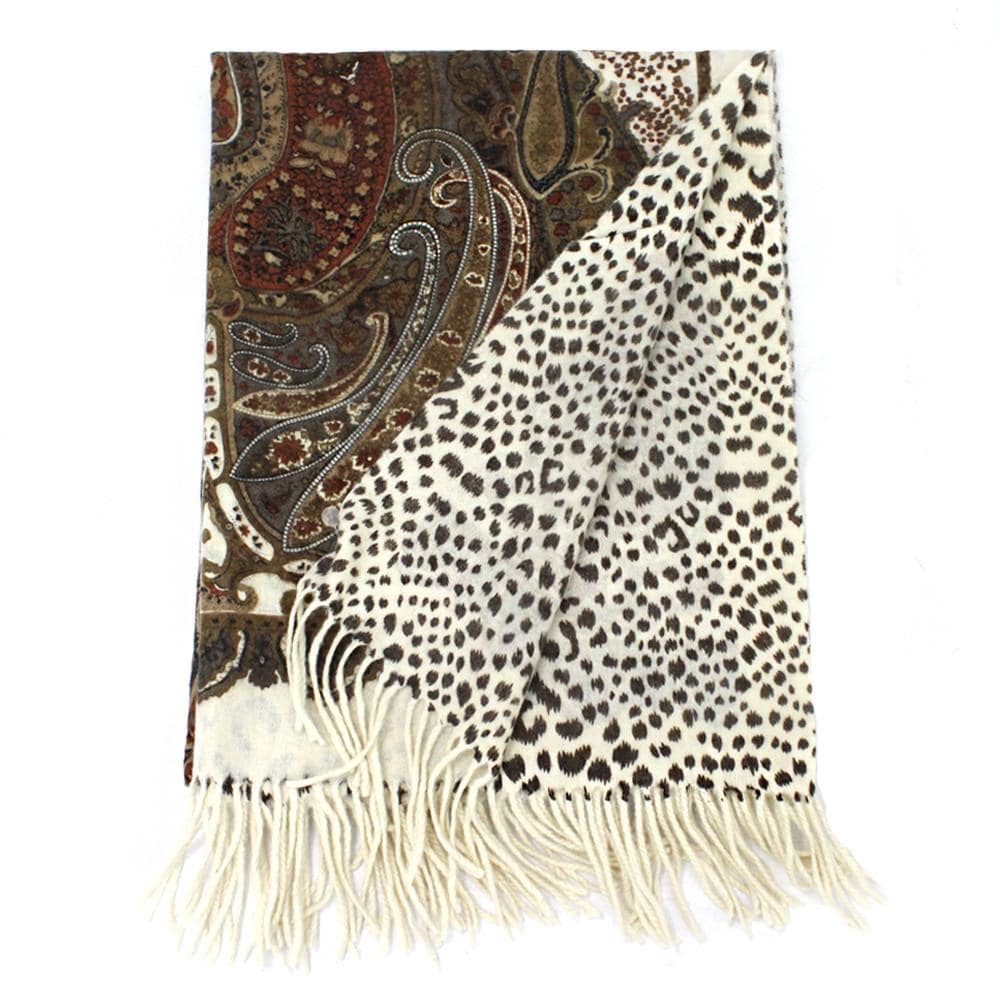 Reversible Wool Wrap-Brown - Wrap - La Fiorentina WRP-08_Brown