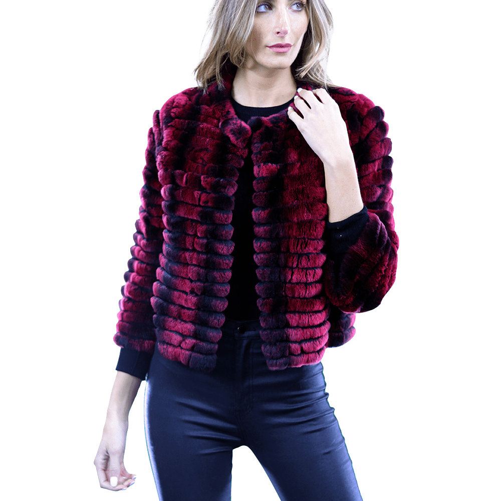 Rex Rabbit Fur Coat - Wine - Coat - La Fiorentina RX24