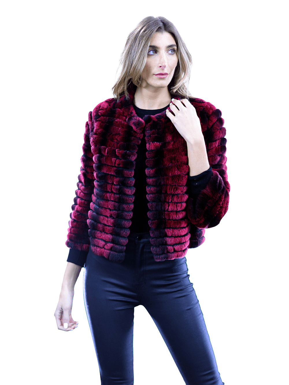 Rex Rabbit Fur Coat - Wine - Coat - La Fiorentina RX24
