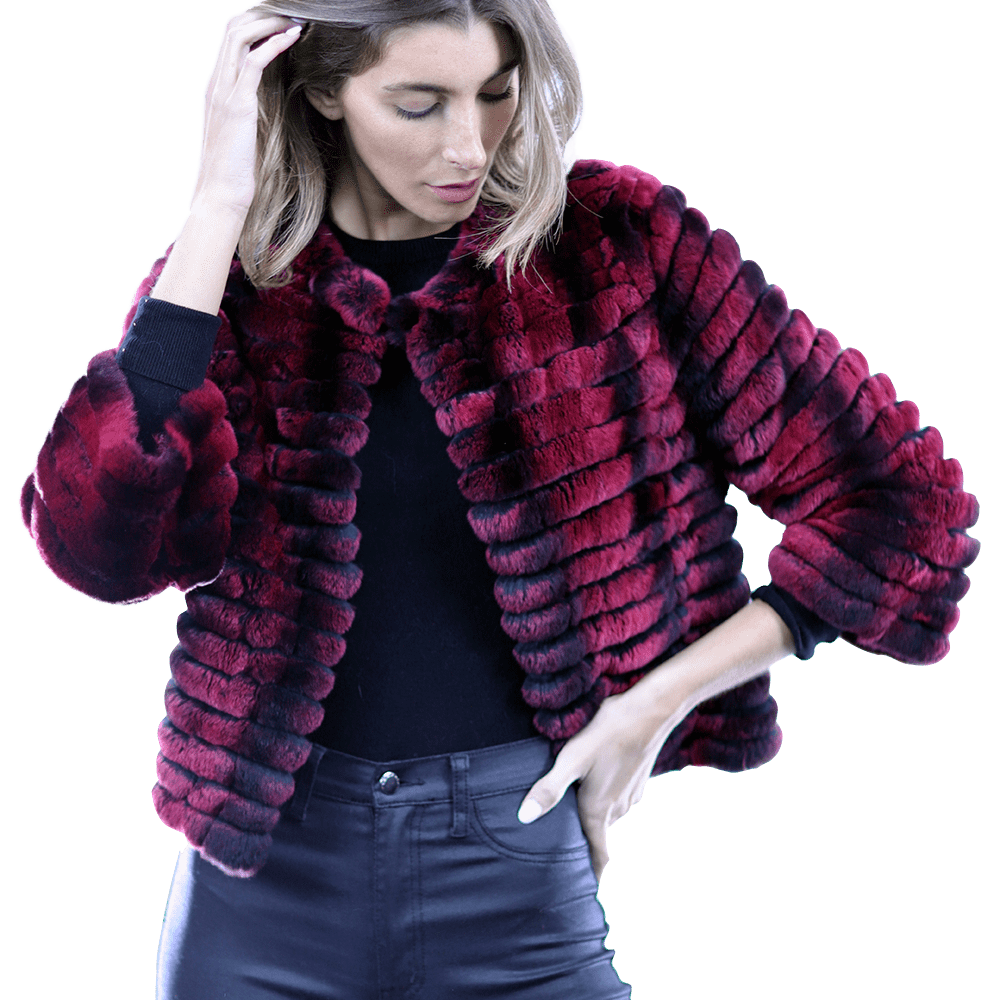 Rex Rabbit Fur Coat - Wine - Coat - La Fiorentina RX24