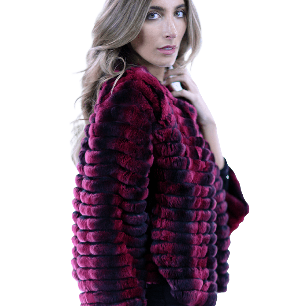 Rex Rabbit Fur Coat - Wine - Coat - La Fiorentina RX24